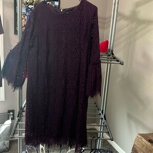 Purple 3/4 Sleeve Bell Sleeve Cocktail Dress